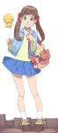  1girl akinbo_(hyouka_fuyou) bag balloon blush_stickers boots brown_eyes brown_hair buttons casual en&#039;en full_body gureru hair_ornament handbag highres long_hair looking_at_viewer precure precure_all_stars_new_stage:_mirai_no_tomodachi sakagami_ayumi shirt skirt smile socks solo twintails white_legwear 