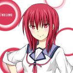  1girl angel_beats! arute_arisu character_name collarbone iwasawa long_hair red_eyes redhead shirt solo upper_body white_shirt 