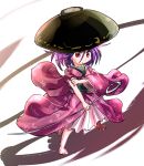  1girl barefoot bowl highres japanese_clothes kimono minigirl needle purple_hair red_eyes rokugou_daisuke solo stance sukuna_shinmyoumaru touhou 
