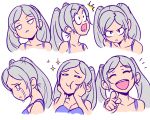  1girl akairiot commentary crying expression_chart fire_emblem fire_emblem:_kakusei laughing multiple_views my_unit_(fire_emblem:_kakusei) open_mouth pointing twintails white_hair 