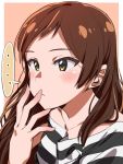  1girl blush brown_eyes brown_hair idolmaster idolmaster_million_live! kitazawa_shiho long_hair nagasawa_kotarou solo 