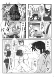  1boy 5koma admiral_(kantai_collection) akashi_(kantai_collection) bucket budget_sarashi comic fingerless_gloves fubuki_(kantai_collection) glasses gloves ha-class_destroyer hachimaki hat headband headgear holding hug hug_from_behind kantai_collection long_hair low_ponytail military military_uniform monochrome musashi_(kantai_collection) nagato_(kantai_collection) naval_uniform nude partially_translated peaked_cap sarashi scar scared school_uniform serafuku sweat thigh-highs toritora translation_request two_side_up uniform waking_up wet zettai_ryouiki 