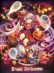  1girl :3 animal_ears ghost gloves halloween happy_halloween jack-o&#039;-lantern long_hair looking_at_viewer madogawa open_mouth original paw_gloves paws skull solo twintails very_long_hair 