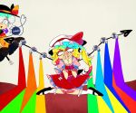  2girls blonde_hair blue_eyes faucet flandre_scarlet furukawa_(yomawari) hands_in_sleeves hat hat_ribbon komeiji_koishi long_sleeves looking_at_another mob_cap multiple_girls nail_polish open_mouth rainbow red_eyes red_nails ribbon side_ponytail sleeves_past_wrists third_eye touhou white_hair wrist_cuffs 