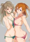  2girls armpits ass bare_shoulders bikini blush breast_press breasts butt_crack cleavage clenched_hands collarbone commentary_request cowboy_shot from_side front-tie_bikini front-tie_top green_bikini groin hand_on_another&#039;s_hip kousaka_honoka looking_at_viewer love_live!_school_idol_project minami_kotori multiple_girls nose_blush open_mouth panties red_bikini saisarisu side-tie_bikini side-tie_panties sideboob sleeveless smile striped striped_bikini swimsuit symmetrical_docking underwear 