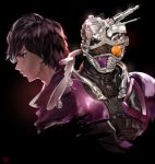  1boy black_hair chase_(kamen_rider_drive) dual_persona highres kamen_rider kamen_rider_drive_(series) male male_focus mashin_chaser mask short_hair solo violet_eyes yang-do 