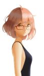  1girl brown_eyes brown_hair glasses highres kuriyama_mirai kyoukai_no_kanata long_hair short_hair simple_background solo takahirokun upper_body white_background 