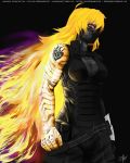 1girl artist_request blonde_hair captain_america_civil_war commentary female highres marvel mask red_eyes rwby solo winter_soldier winter_soldier_(cosplay) yang_xiao_long 