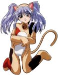  animal_ears blue_hair cat_costume cat_ears catsuit gotou_keiji hoshino_ruri kidou_senkan_nadesico tail twintails 