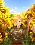  claus field flower grin mother_(game) mother_3 orange_hair smile sunflower yellow_eyes 