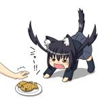  animal_ears black_hair blush brown_eyes cat cat_ears cat_tail fang food k-on! kakushiaji nakano_azusa school_uniform solo tail taiyaki translated twintails wagashi 