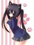  cat_ears cat_pose k-on! nakano_azusa paw_pose paw_print sazaki_ichiri school_uniform solo 