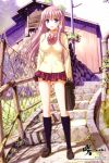  haramura_nodoka kneehighs kobayashi_ritsu kobayashi_ritz miniskirt pink_hair plaid pleated_skirt saki school_uniform short_skirt skirt socks 
