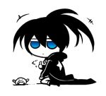  black_rock_shooter black_rock_shooter_(character) blue_eyes cape chibi huke lowres solo thumbs_up 