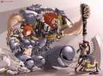  axe beard breasts circle_a claws couple facial_hair genderswap heresy midriff pointy_ears red_hair redhead space_marines space_wolves warhammer_40k weapon wolf 