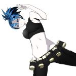  blue_eyes blue_hair earrings gloves jewelry king_of_fighters leona_heidern midriff pale_skin ponytail snk tank_top 