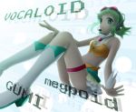  belt boots goggles green_eyes green_hair gumi headphones headset jewelry microphone midriff necklace ribbon short_hair siraha skirt smile solo vocaloid wing_collar wrist_cuffs 