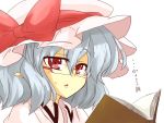  bad_id bespectacled blue_hair book glasses pointy_ears remilia_scarlet short_hair solo touhou 