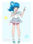  1girl blue_eyes blue_hair blush dress female happinesscharge_precure! kagami_chihiro long_hair precure shirayuki_hime side_ponytail smile solo 