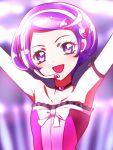  armpits arms_up blush dokidoki!_precure dress happy kagami_chihiro kenzaki_makoto purple_hair short_hair violet_eyes 