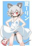  1girl alternate_costume animal_ears dress grey_hair mouse_ears mouse_tail nazrin panties red_eyes short_hair solo sundress tail touhou underwear wind wind_lift zannen_na_hito 