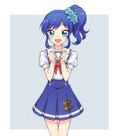  aikatsu! blue_eyes blue_hair blush happy kiriya_aoi long_hair seifuku side_ponytail skirt 
