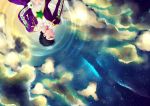  1boy absurdres black_hair chain closed_eyes clouds coat from_above han_sama highres jojo_no_kimyou_na_bouken kuujou_joutarou male_focus no_hat profile reflecting_pool ripples sky solo star star_(sky) starry_sky upside-down 