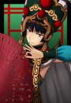  black_hair chinese_clothes commentary_request fan folding_fan hasebe_akira mian_(kof) the_king_of_fighters upper_body 