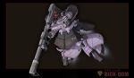 bazooka character_name gundam highres mecha mobile_suit_gundam no_humans rick_dom solo spikes viridian-c weapon 