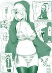  !! 1girl :p air_conditioner bangs belly bikini bikini_bottom bikini_top blush bowing breasts cleavage comic commentary_request flashing hair_over_one_eye highres hood hood_up hoodie indian_style large_breasts long_hair monochrome navel open_clothes open_hoodie open_mouth original plump shaded_face side-tie_bikini sitting steam striped striped_bikini sweat swimsuit thigh-highs tongue tongue_out translated yano_toshinori 