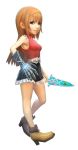  3d armpits blue_eyes brown_hair dagger final_fantasy full_body official_art reynn_(world_of_final_fantasy) single_gauntlet skirt sleeveless square_enix weapon world_of_final_fantasy 