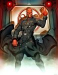  1boy artist_name bald boots genzoman gun marvel red_skin red_skull skull solo teeth weapon yellow_eyes 