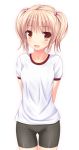  1girl bike_shorts blonde_hair brown_eyes gym_uniform kk-sk-ray original short_hair solo twintails 