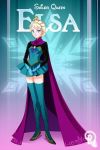  1girl bishoujo_senshi_sailor_moon blonde_hair blue_eyes boots cape character_name corset diamond drachea_rannak elsa_(frozen) frozen_(disney) gloves hair_up pleated_skirt skirt snowflake_background solo thigh-highs thigh_boots tiara 