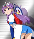  1girl blue_eyes go-chan haruyama_kazunori long_hair looking_at_viewer purple_hair robot_girls_z smile solo 