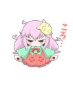  1girl blush_stickers chibi fan hata_no_kokoro mask new_mask_of_hope short_hair solo touhou zannen_na_hito 