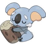  creature highres koala komala log no_humans object_hug official_art pokemon pokemon_(creature) pokemon_(game) pokemon_sm sleeping solo wood 