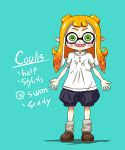  1girl bloomers blush buttons commentary fang green_eyes hybrid inkling looking_at_viewer shoes smile socks solo splatoon tentacle_hair underwear yuta_agc 