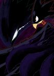  1boy beak boku_no_hero_academia cloak glowing glowing_eyes koi_drake male_focus profile red_eyes shadow solo tokoyami_fumikage 