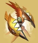  artist_name highres mohawk no_humans pokemon pokemon_(creature) pokemon_(game) pokemon_sm shield simple_background siplick solo tapu_koko yellow_background 