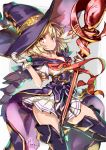  blonde_hair brown_eyes djeeta_(granblue_fantasy) gloves granblue_fantasy hat hong_(white_spider) staff warlock_(granblue_fantasy) witch_hat 