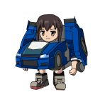  1girl artist_request car car_interior chibi crossover female fubuki_(kantai_collection) ground_vehicle kantai_collection machine machinery mecha motor_vehicle ponytail q-transformers smile solo transformers vehicle 