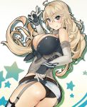  1girl ass black_panties blonde_hair breasts cleavage elbow_gloves fingerless_gloves front-tie_top garter_straps gloves grey_eyes iowa_(kantai_collection) kantai_collection large_breasts panties pantyshot pinero solo star star-shaped_pupils symbol-shaped_pupils thigh-highs underwear 