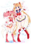  2girls :d arichel bishoujo_senshi_sailor_moon blonde_hair blue_eyes blush boots bow brooch chibi_usa choker dated double_bun elbow_gloves full_body gloves hair_ornament hairpin happy_birthday height_difference holding_hands jewelry knee_boots long_hair looking_at_viewer magical_girl multiple_girls open_mouth pink_boots pink_hair pleated_skirt red_boots red_bow red_eyes sailor_chibi_moon sailor_collar sailor_moon sailor_senshi short_hair skirt smile standing super_sailor_chibi_moon super_sailor_moon tiara tsukino_usagi twintails very_long_hair white_gloves 