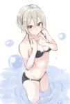  1girl bikini black_eyes breasts cleavage grey_hair idolmaster idolmaster_cinderella_girls jiino looking_at_viewer shiomi_shuuko short_hair sketch solo swimsuit 