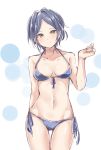  1girl bikini black_hair breasts cleavage hayami_kanade idolmaster idolmaster_cinderella_girls jiino looking_at_viewer short_hair sketch solo swimsuit yellow_eyes 