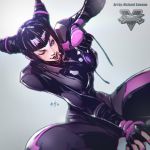  1girl eyepatch eyepatch_removed han_juri looking_at_viewer one_eye_closed richard_suwono solo street_fighter street_fighter_v tongue tongue_out violet_eyes 