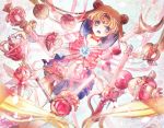  1girl :o bishoujo_senshi_sailor_moon blonde_hair blue_eyes blue_skirt bow brooch choker cutie_moon_rod double_bun earrings elbow_gloves eternal_tiare gloves hair_ornament hairpin jewelry kaleidomoon_scope long_hair maboroshi_no_ginzuishou magical_girl moon_stick outstretched_arms pink_ribbon pppppppi red_bow ribbon sailor_collar sailor_moon seihai_(sailor_moon) skirt solo spiral_heart_moon_rod spread_arms tiara tsukino_usagi twintails white_gloves 