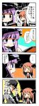  ... 2girls 4koma :/ :d :o bangs bat_wings blunt_bangs blush_stickers book bookshelf character_request chibi collared_shirt comic commentary_request copyright_request dress_shirt hat head_wings holding holding_book koakuma library mob_cap multiple_girls necktie open_book open_mouth patchouli_knowledge purple_hair reading recurring_image red_eyes red_necktie redhead shirt smile thought_bubble touhou translated ushiro_hayahiro vest voile white_shirt wings |_| 