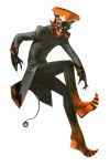  1boy coat evil_smile formal highres hollow_eyes jester joker_(persona_2) kazuma_kaneko official_art persona persona_2 pointy_shoes shoes smile solo suit 